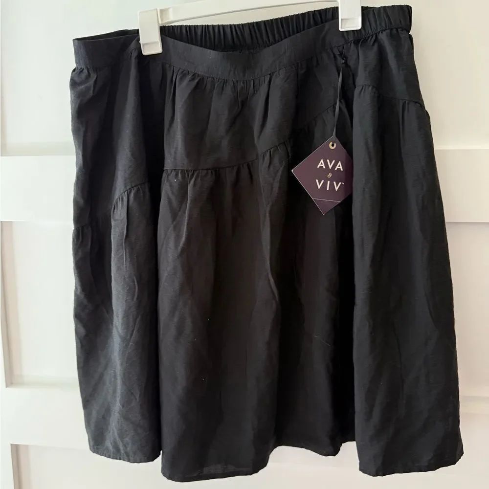 New Ava & Viv Black boho business casual lightweight Women's Skirt